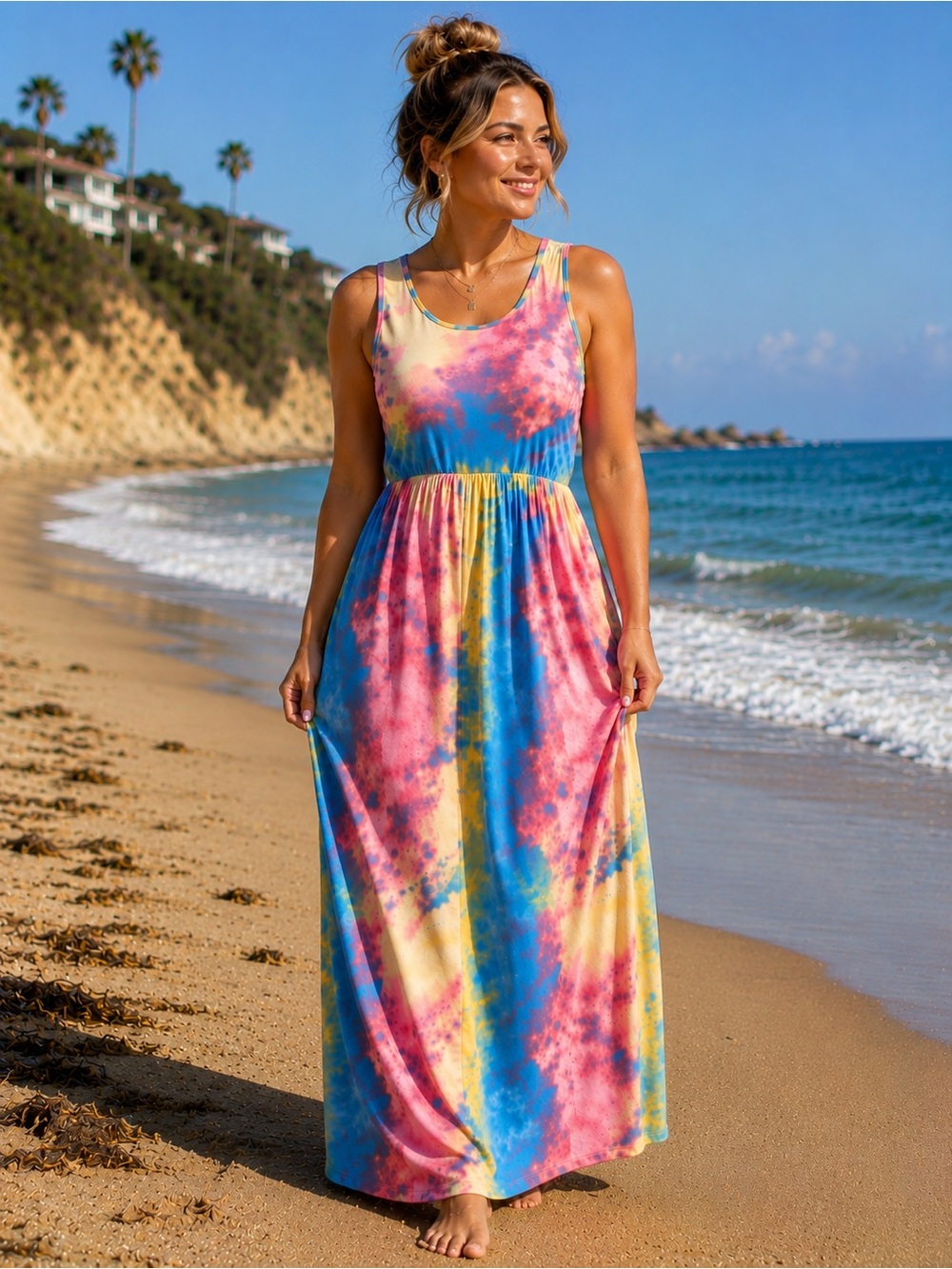 Égs Tie-Dye Sleeveless Maxi Dress with Pockets | Size Large